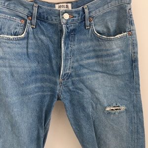 AGOLDE denim ripped knees, straight fit